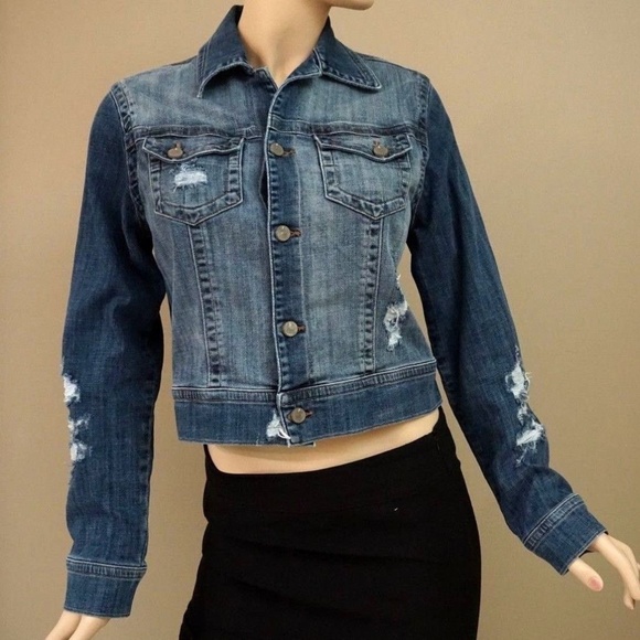 ladies distressed denim jacket